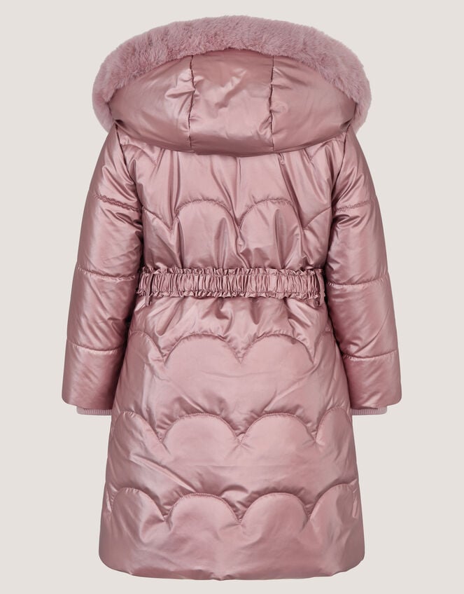 Metallic Belted Puffer Coat, Pink (PINK), large
