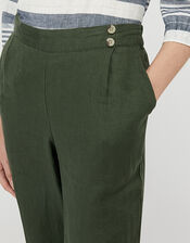 Bernice Culottes in Pure Linen, Green (KHAKI), large