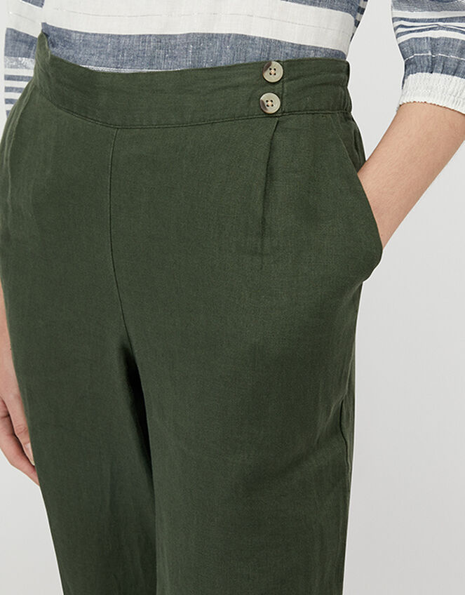 Bernice Culottes in Pure Linen, Green (KHAKI), large