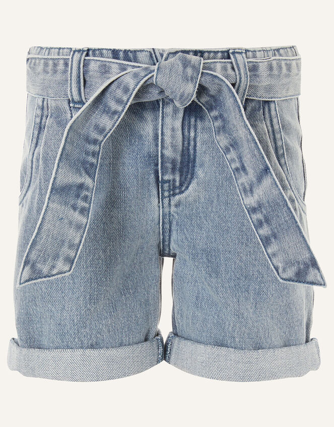 Belted Denim Shorts , Blue (BLUE), large