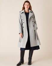 Trench Coat in Wool Blend, Grey (GREY), large