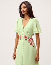 Coraline Floral Embroidered Midi Dress, Green (SAGE), large