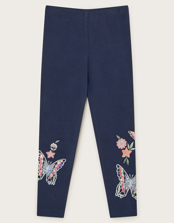 Sequin Butterfly Leggings, Blue (NAVY), large
