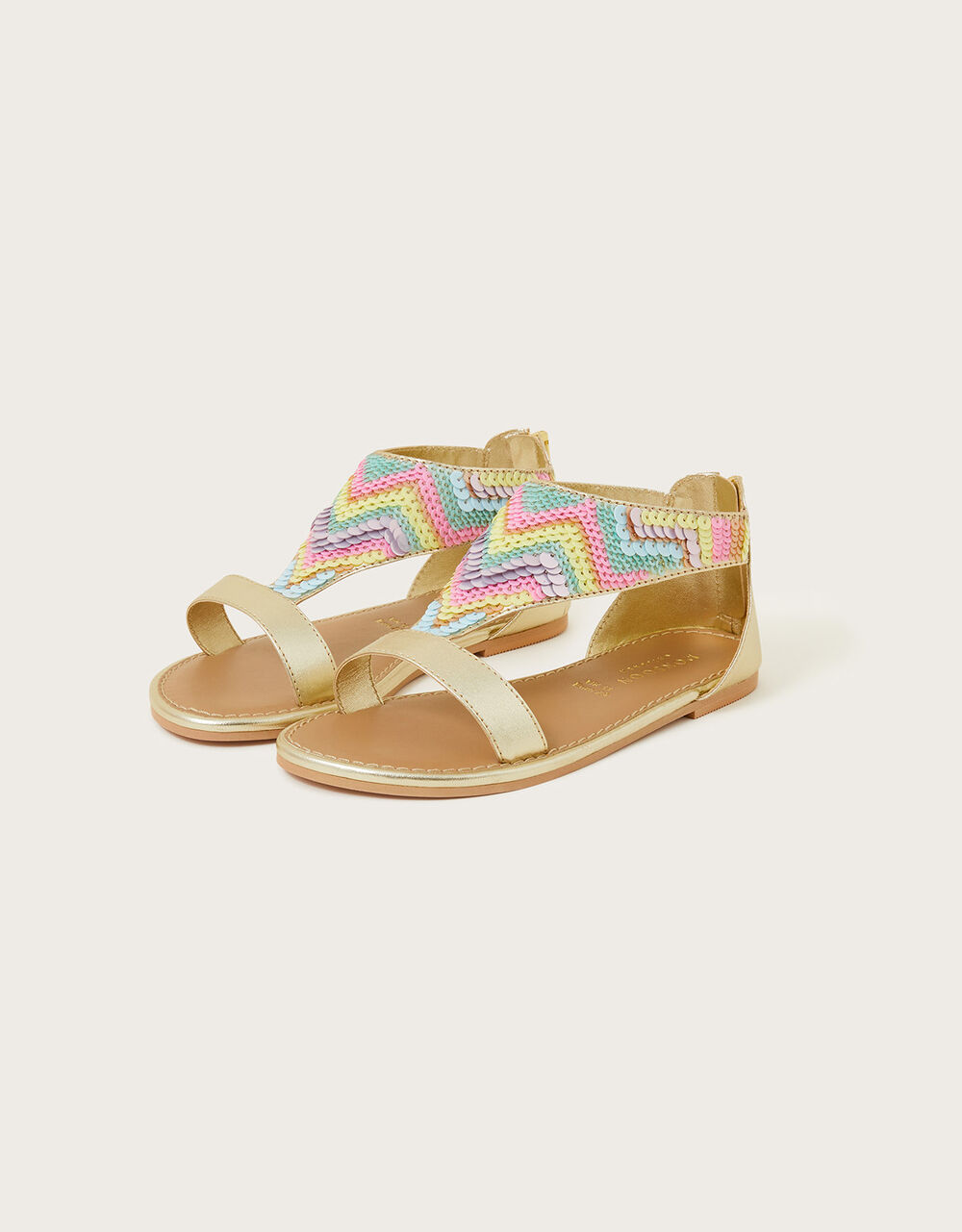 Pastel Sequin Rainbow Sandals Multi Girls' Sandals Monsoon UK.