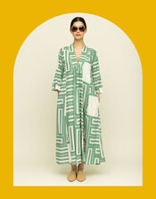 Tallulah & Hope City Geometric Print Kaftan, Green (GREEN), large