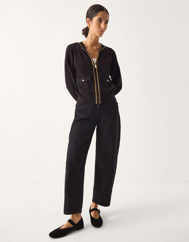 Nolan Knit Bomber Jacket, Black (BLACK), large