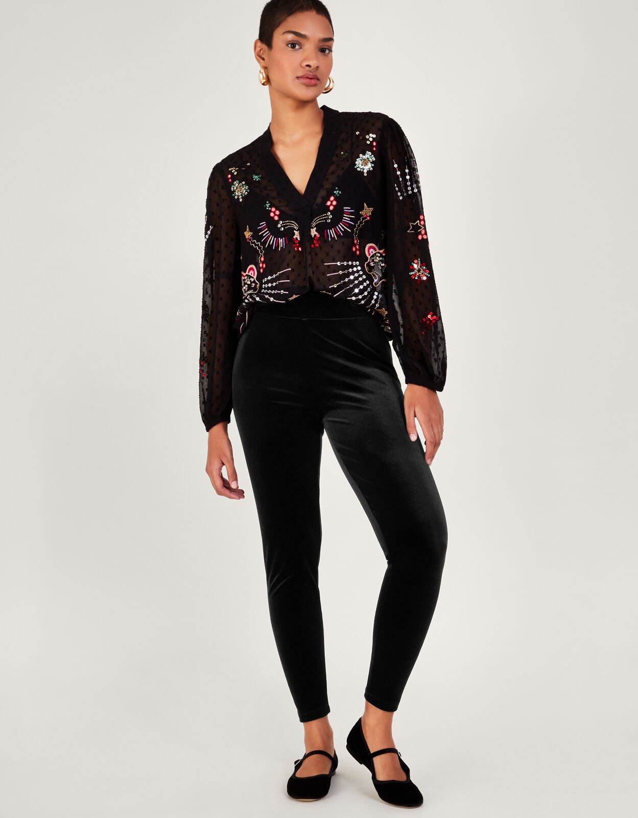 Black velvet shop leggings