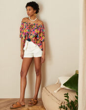 Palm Print Jersey Top with Sustainable Cotton, Multi (MULTI), large