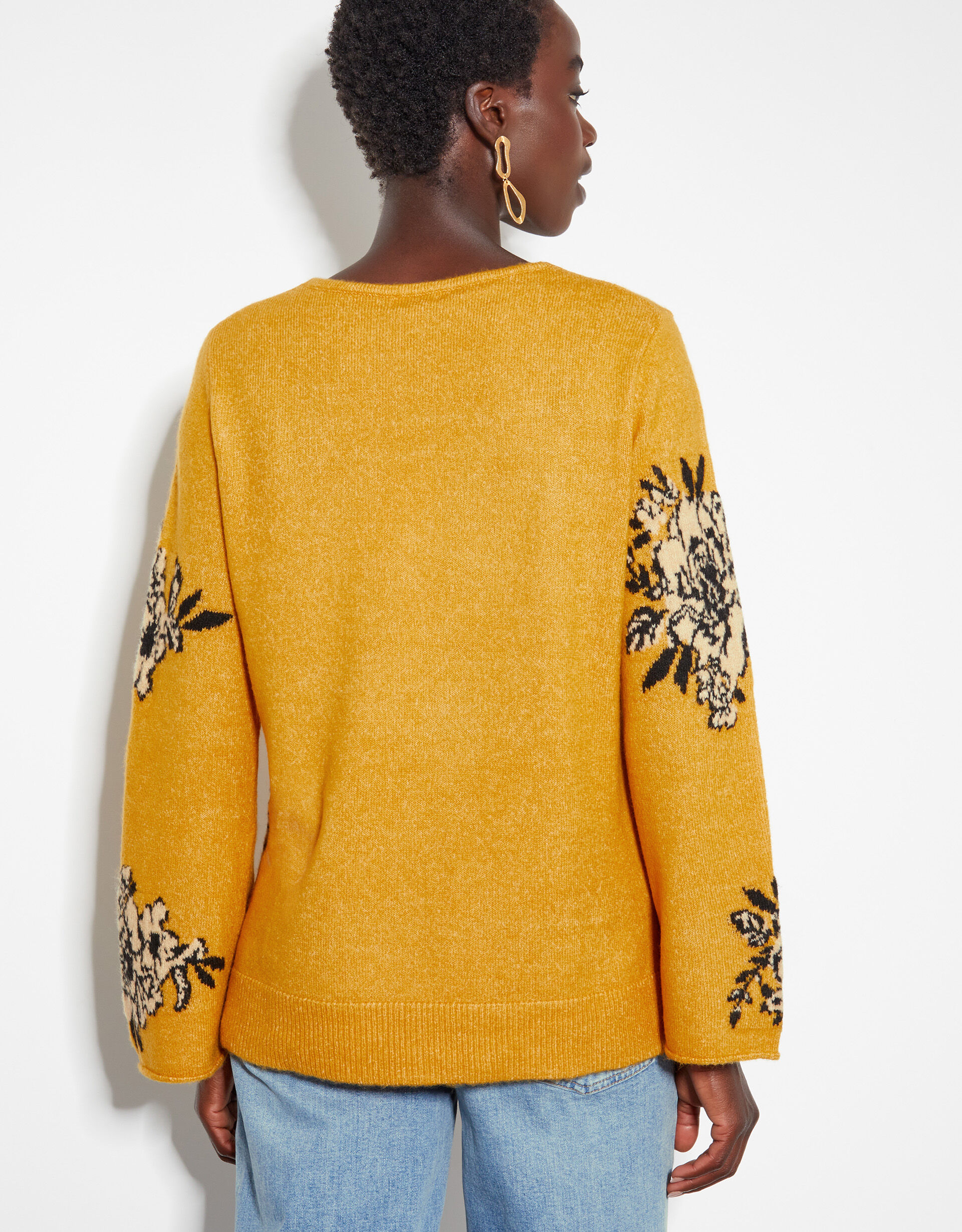 Yellow floral sweater new arrivals