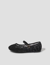 Vela Embroidered Mesh Ballet Flats, Black (BLACK), large