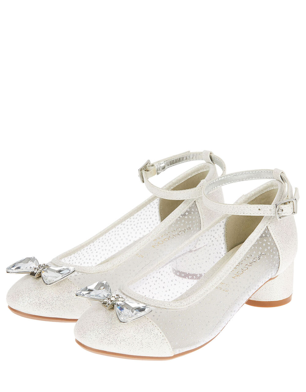Children Children's Shoes & Sandals | Diamante Bow Princess Shoes Silver - OJ73664