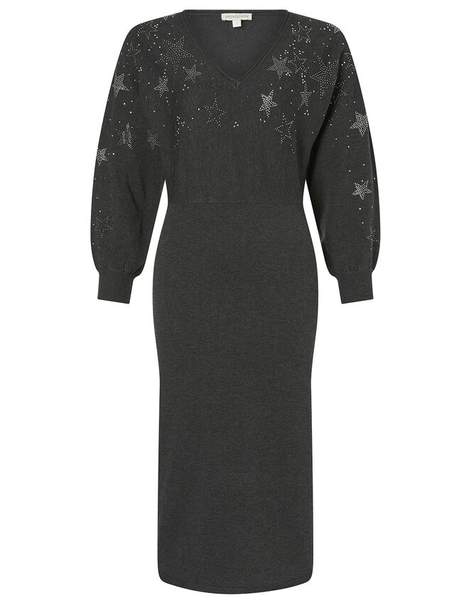 Star Heat-Seal Gem Knit Dress with LENZING™ ECOVERO™, Grey (CHARCOAL), large