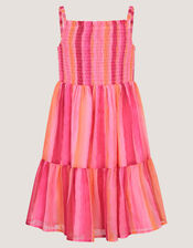Tie-Dye Smocked Beach Dress, Pink (PINK), large