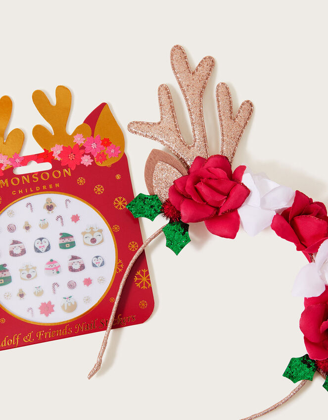 Festive Reindeer Headband and Nail Stickers, , large