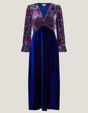 Milena Floral Devoré Velvet Midi Dress, Purple (PURPLE), large
