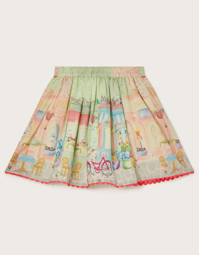 Town Scene Skirt, Blue (AQUA), large