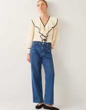 Lennox V-Neck Ruffle Blouse, Ivory (IVORY), large