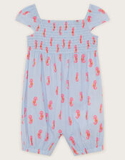 Baby Smocked Seahorse Romper, Blue (BLUE), large