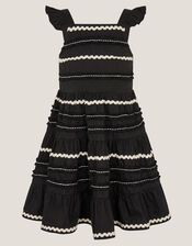 Frilly Ric Rac Sundress, Black (BLACK), large