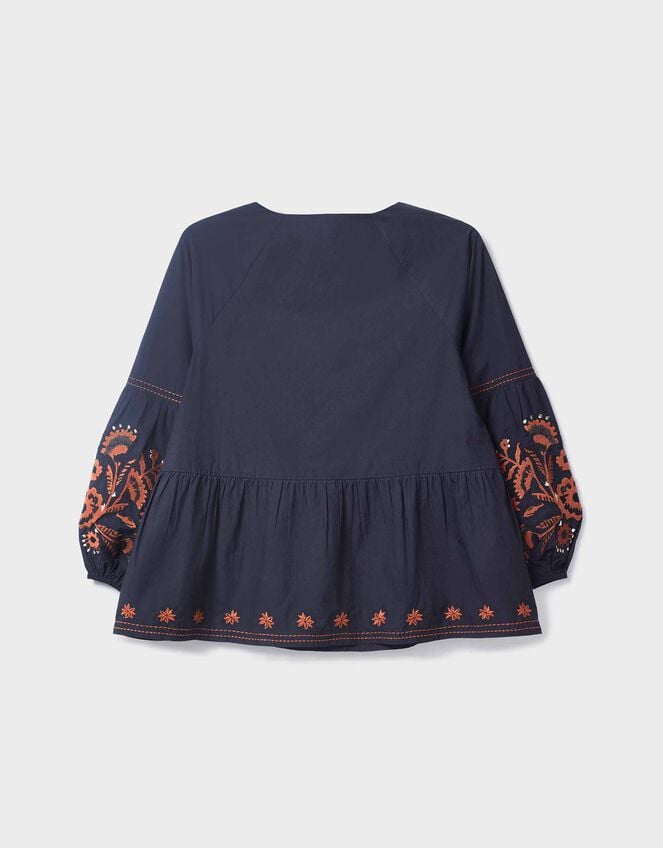 East Cerza Floral Embroidered Top, Grey (CHARCOAL), large