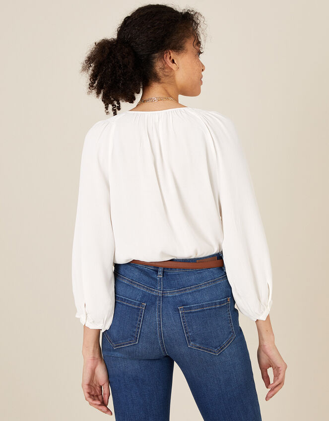 Button Front Blouse with Sustainable Viscose, Ivory (IVORY), large