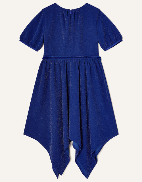Shimmer Hanky Hem Dress, Blue (BLUE), large