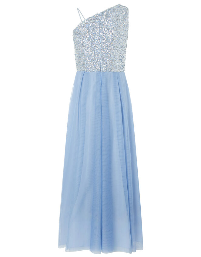 Eilish One-Shoulder Sequin Maxi Dress, Blue (PALE BLUE), large