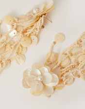 Flower Mother of Pearl Drop Earrings, , large