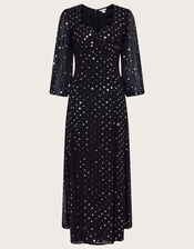 Annalissa Sequin Midi Dress, Black (BLACK), large