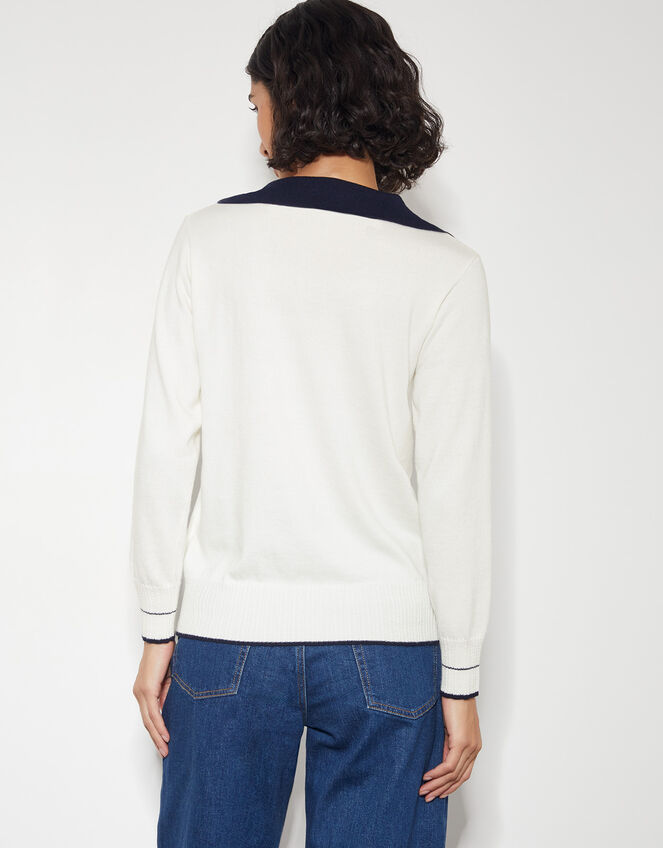 Clara V-Neck Collared Jumper, Ivory (IVORY), large