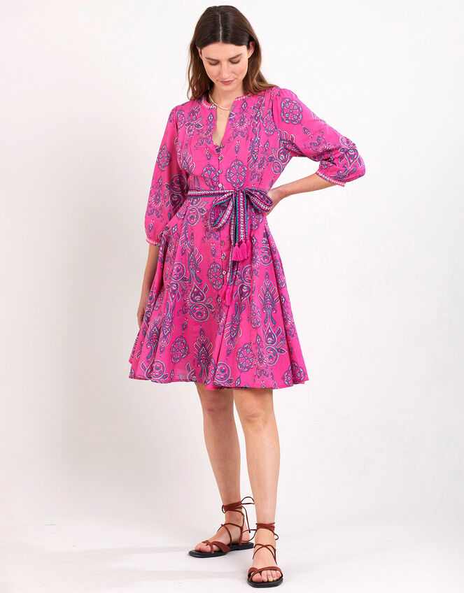East Rian Embroidered Short Dress Pink