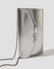 Selena Bow Metallic Clutch Bag, , large