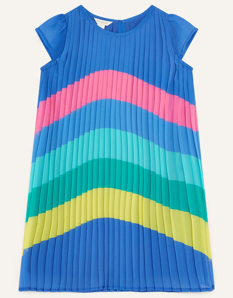 Multi Strap Rainbow Pleat Dress Blue, Blue (BLUE), large