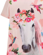 Sienna Horse T-Shirt with Sequins, Pink (PINK), large