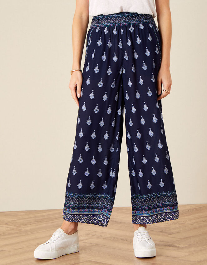 Claudia Print Trousers in LENZING™ ECOVERO™ , Blue (NAVY), large