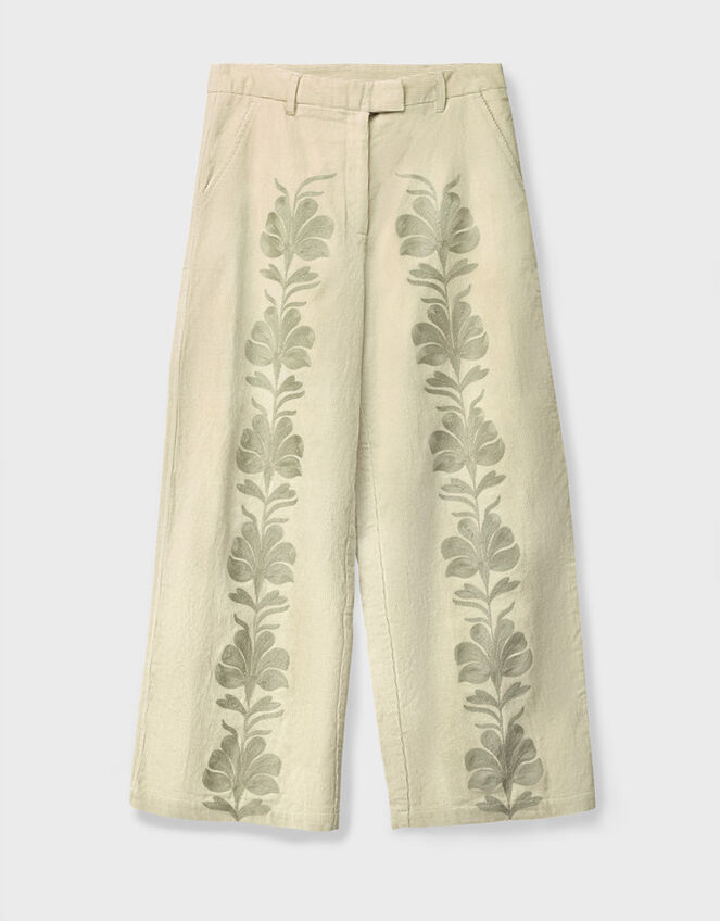 East Astrid Embroidered Corduroy Trousers, Green (SAGE), large