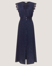 Cleo Lace Polka Dot Midi Dress, Blue (NAVY), large
