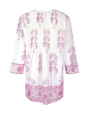 East Yulia Woodblock Pintuck Shirt, Purple (PURPLE), large