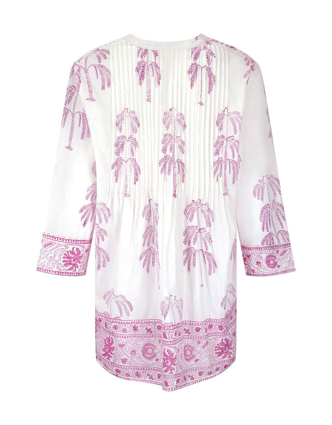 East Yulia Woodblock Pintuck Shirt, Purple (PURPLE), large