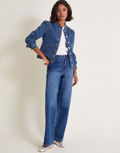 Louisa Frill Denim Jacket, Blue (DENIM BLUE), large