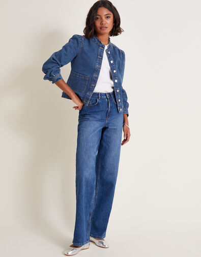 Louisa Frill Denim Jacket, Blue (DENIM BLUE), large