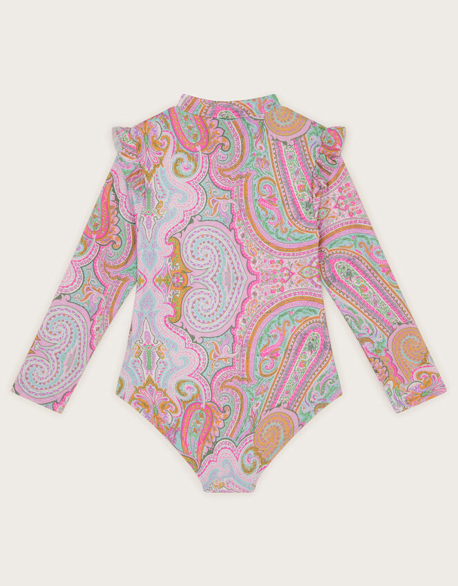 Paisley UPF 50+ Long Sleeve Swimsuit, Blue (BLUE), large