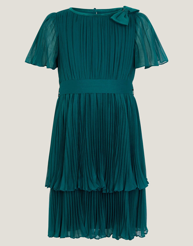 Alicia Pleated Tiered Dress, Teal (TEAL), large