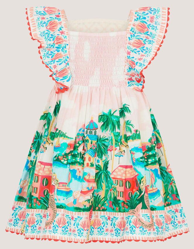 Baby Resort Scene Smock Dress, Ivory (IVORY), large