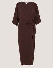 Callie Thorpe x Monsoon Jersey Midi Wrap Dress, Brown (BROWN), large
