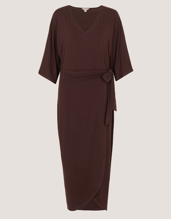 Callie Thorpe x Monsoon Jersey Midi Wrap Dress, Brown (BROWN), large