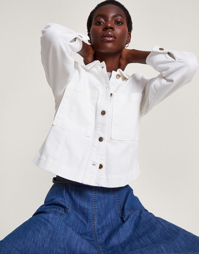 Short Denim Jacket Natural Casualwear Monsoon UK.