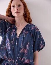 East Layla Floral Print Cotton Top, Blue (BLUE), large