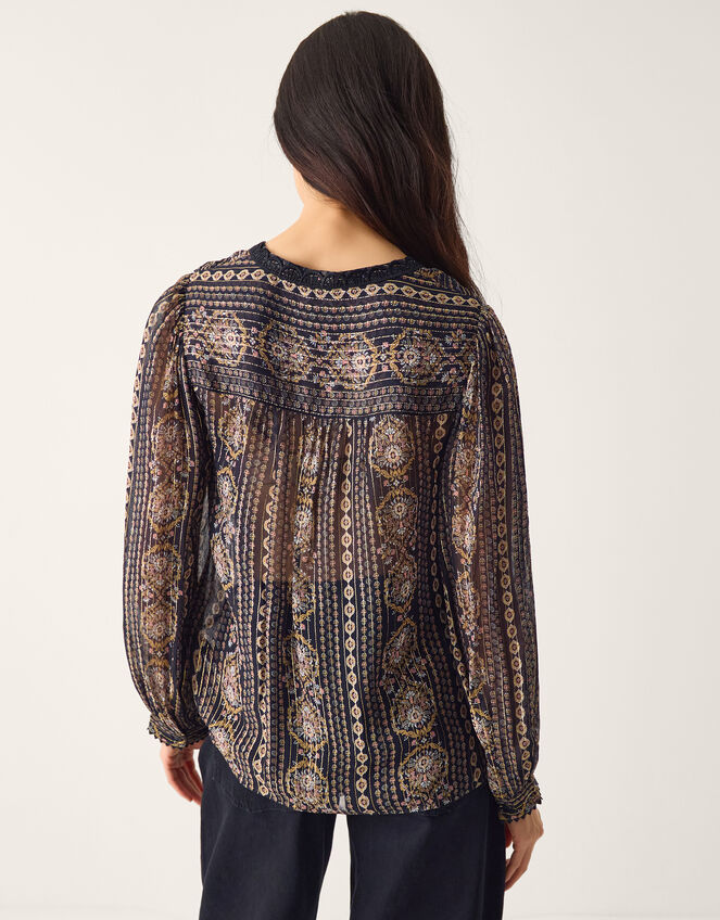 Darla Shimmer Print Blouse, Black (BLACK), large