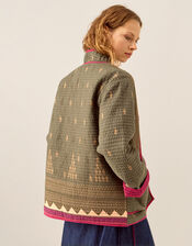 East Apate Quilted Kimono Jacket, Green (KHAKI), large